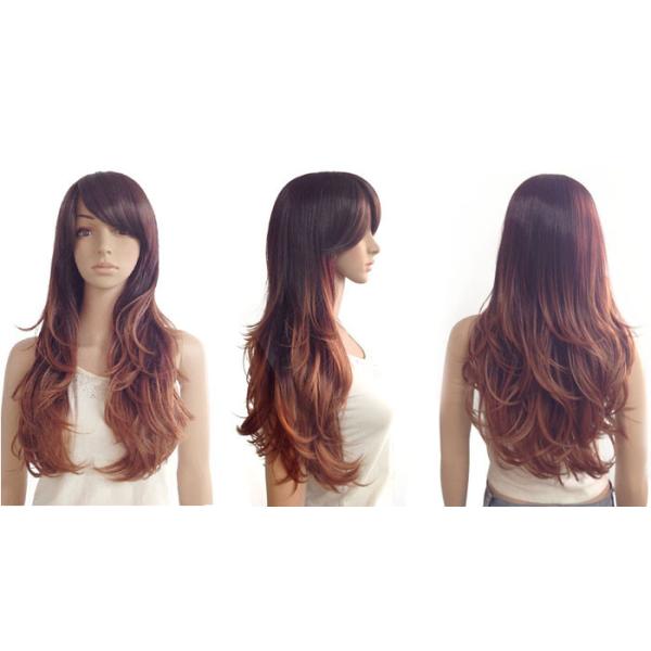 Natural Curly Ombre Synthetic Hair Wigs / Swiss Lace Synthetic Wigs