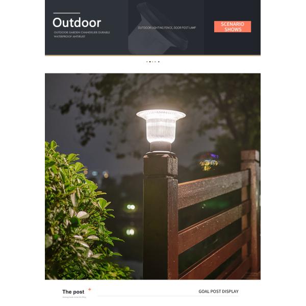 Garden Yard Solar Led Post Lamp Fixture Light Outdoor 5V 4.5W 26x26x25cm