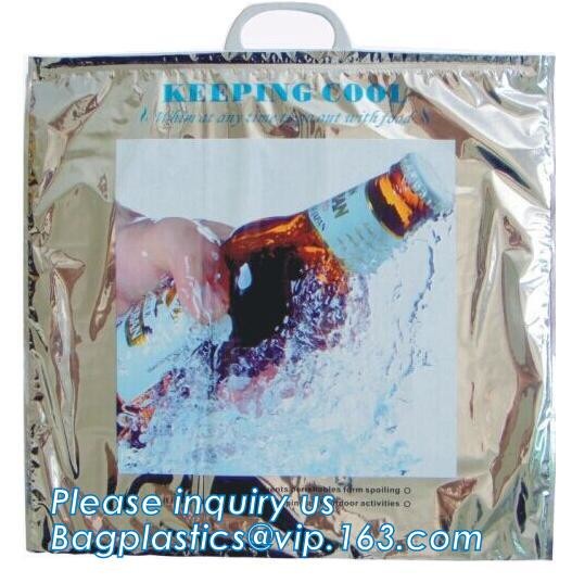 Custom Packing Aluminum Foil Zip-Lock Grocery Handle Thermal Insulation Cooler Bag For Outdoors,Promotional Insulated La