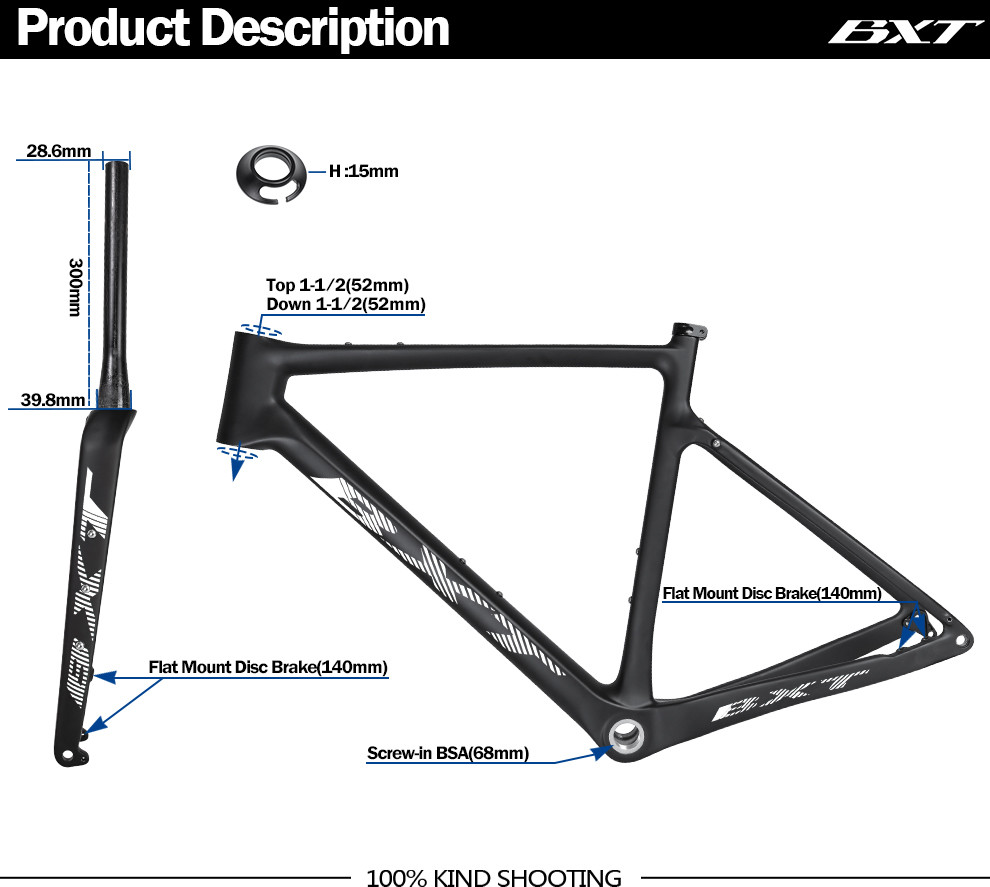 Full Carbon Fiber Gravel Bike Frame 700C Road Bicycle Frameset Hidden Cable