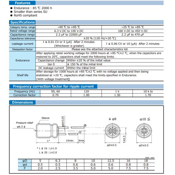 16 X 31.5mm Aluminum Electrolytic Capacitor Radial Lead Type 350mA Current