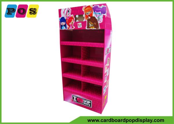 Supermarket POP Toy Display Stand 4 Shelf Floor Paper Cardboard Display Rack For