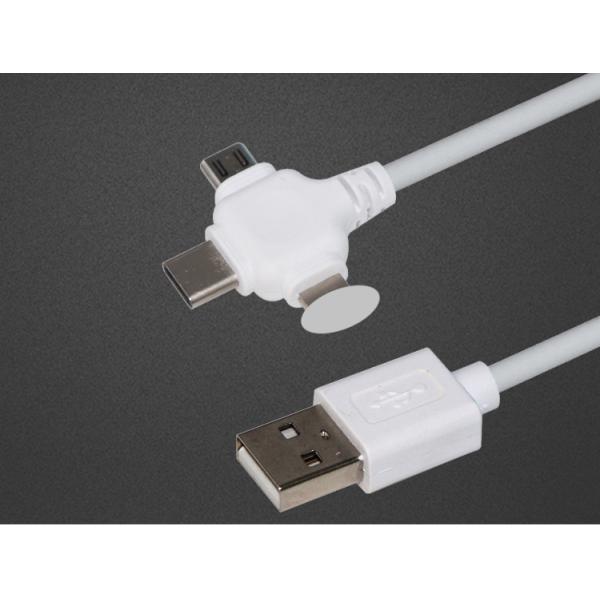 0.5m USB 2.0 3-in-1 Quick Charge Data Cable Micro Type C