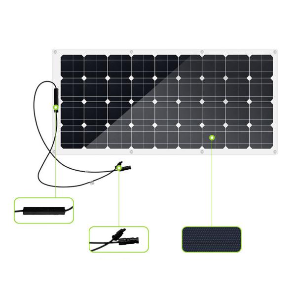 36V 90W Semi Flexible High Efficiency Solar Panels Anti - Extrusion Light Weight