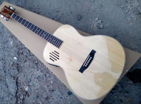 Quality AAAA all Solid ash wood OM side hole body guitar 14 frets imported wood custom solid acoustic electric guitar for sale