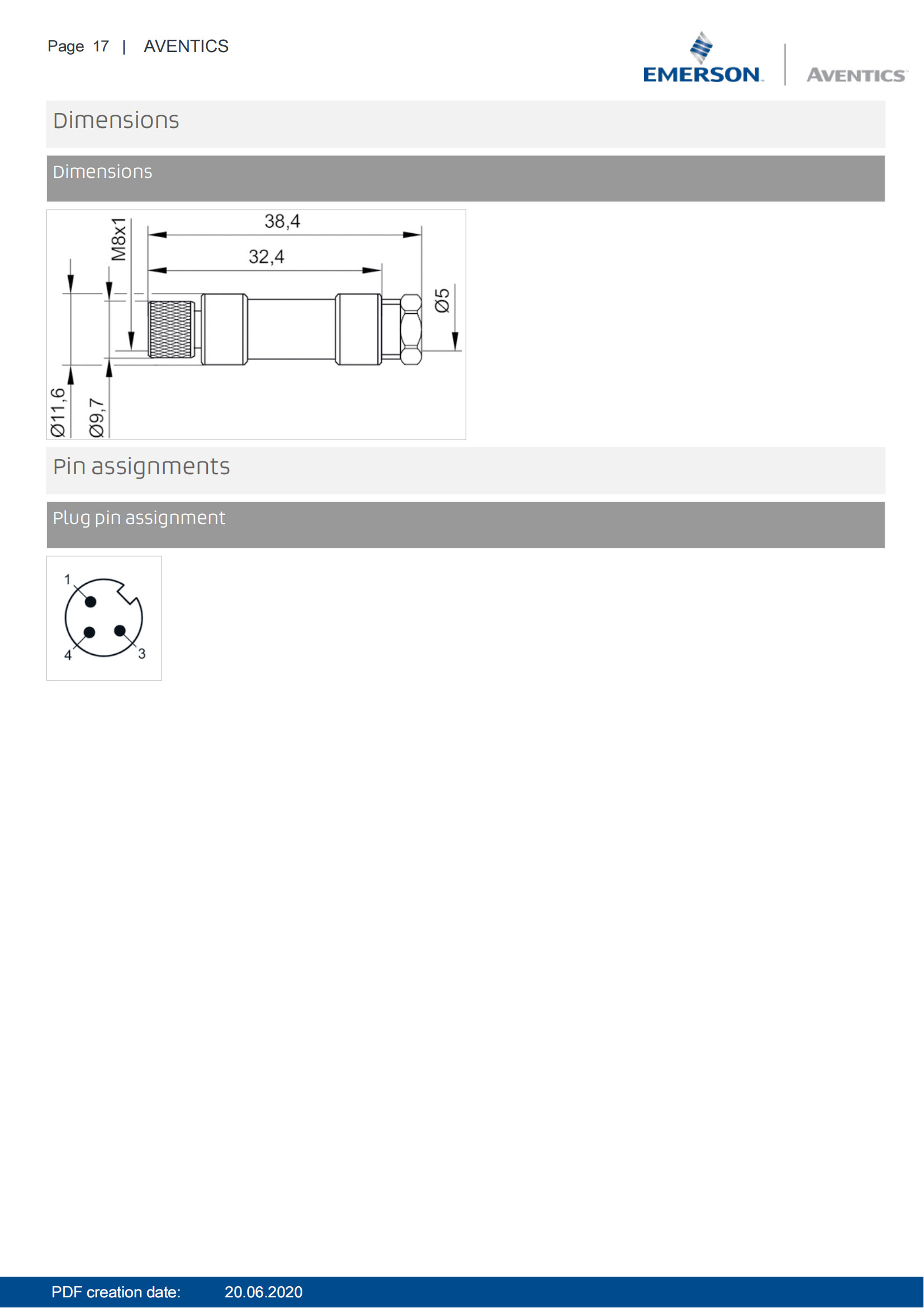 AVENTICS CON-RD Series Round Plug Connectors IP67 Protection Class Unshielded