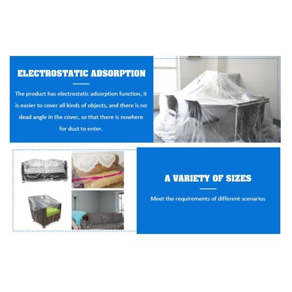 5.5-12.5 micron Thickness Table Plastic Dust Cover For Transparent Disposable Furniture