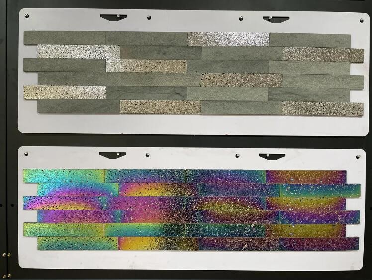 Natural Stone Metal Glass Mosaic Sheet Tile Mixed Backsplash Ancient Antiquity Gray Red