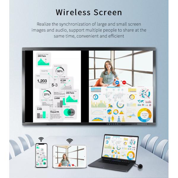 1920 X 1080 Interactive Digital Whiteboard All In One 65 75 86'' School Teaching