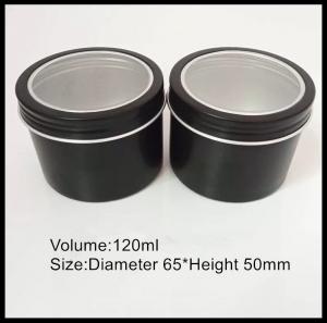 China Durable Aluminum Cosmetic Containers 120g Cream Jar Black Metal Tin Cans Screw Cap wholesale