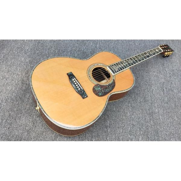 39" 000 Style Acoustic Guitar,Ebony Fretboard,Abalone inlay,One piece of neck,Solid Spruce top acoustic guitar