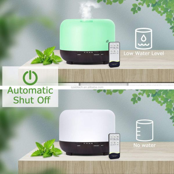 500ML Remote Control Cool-Mist Humidifier Aroma Essential Oil Diffuser Waterless Auto Shut-Off LED Air Humidifier