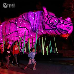 China Rhino Sculpture Outdoor Ramadan Decor Lantern for New Year wholesale