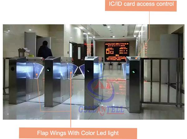 Quality IC / ID Card RFID Turnstile Access Control Automatic Flap Barrier Gate for sale