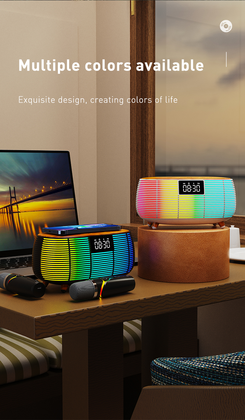 Multi-Functional Computer Clock Atmosphere RGB Speaker with Sound and Microphone