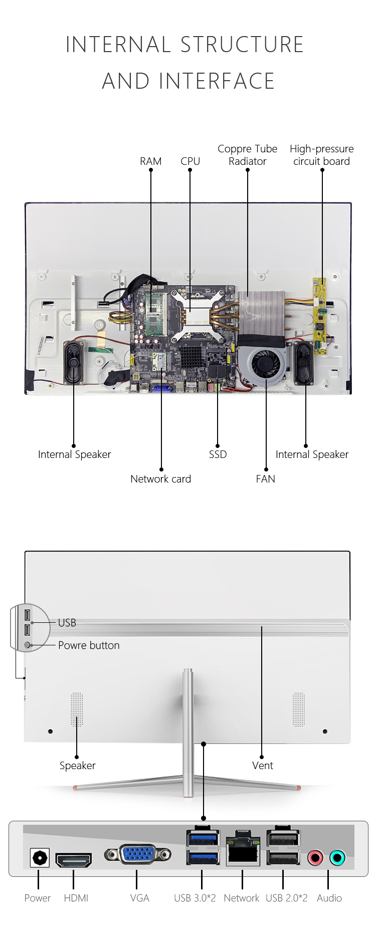 23.8 Inch All In One Touch Screen Computer With Optional I3 I5 I7 Processor