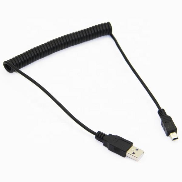 High Quality Spring Coiled Data Charging Mini USB 2.0 Extension Charger Cable for Camera PS3 Camera