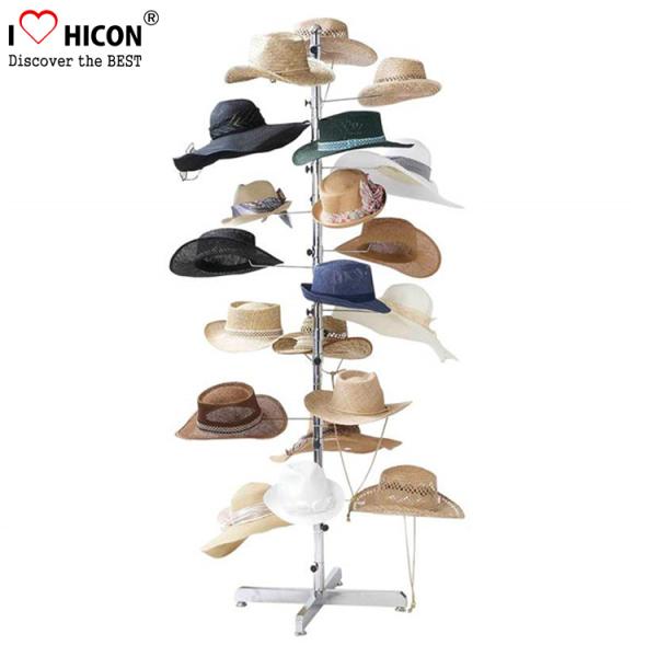 Free Standing Metal Hat Display Stand 7-Layer Rotating Cap Rack For Retail Store
