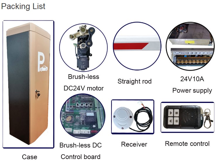 Community Parking Lot Barrier Gate DC24V 120W with Vehicle Plate Reading System