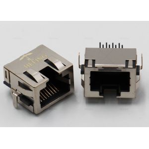 Offset / PIP PCB RJ45 Jack 90 Degree , PCB Modular Jack With EMI Gasket