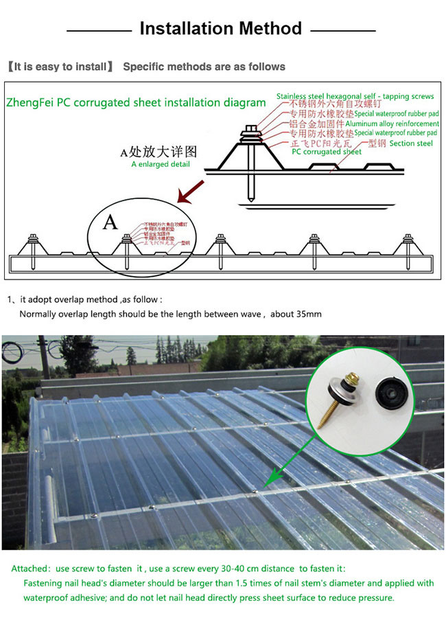 Impact Resistant 4mm Transparent Corrugated Polycarbonate Sheet