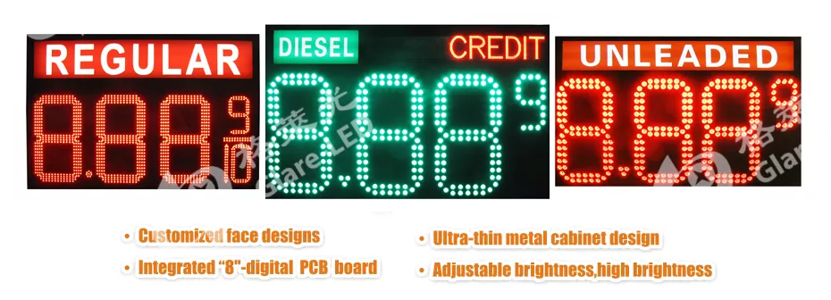 110/230V AC Power Input LED Display for Gas Stations 42 inch 8.889/10 LED Gas Changer