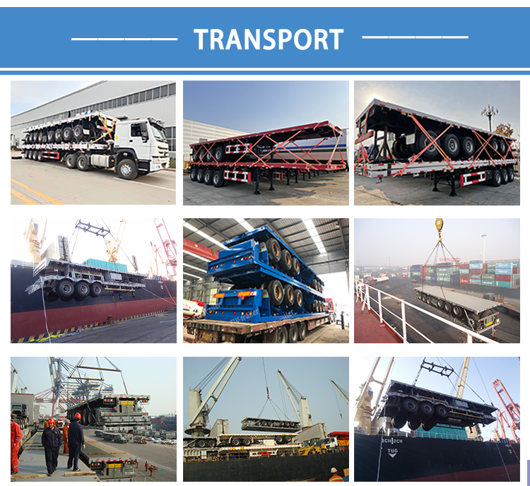Container Transportation 2 3 4 Axles 20feet Platform Semi Trailer Flatbed Semi Trailer For Sale With Fuwa / BP Axle