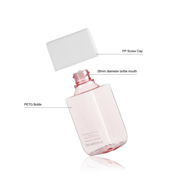 Square Plastic Cosmetic Bottles 250ML PETG Cosmetic Packaging