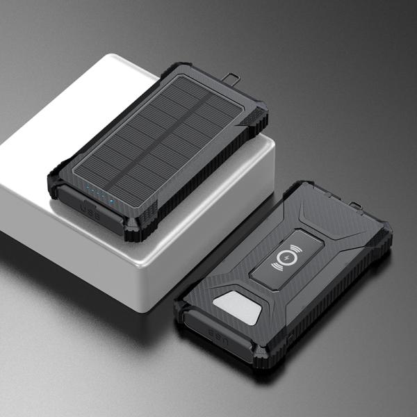 Wireless Output 5W Solar Power Bank 2.1A Output 10000mAh for iPhone 15 Outdoor Charging