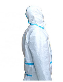 China Anti Saliva Disposable Lab Gowns , Nonwoven Fabric Disposable Dust Suits wholesale