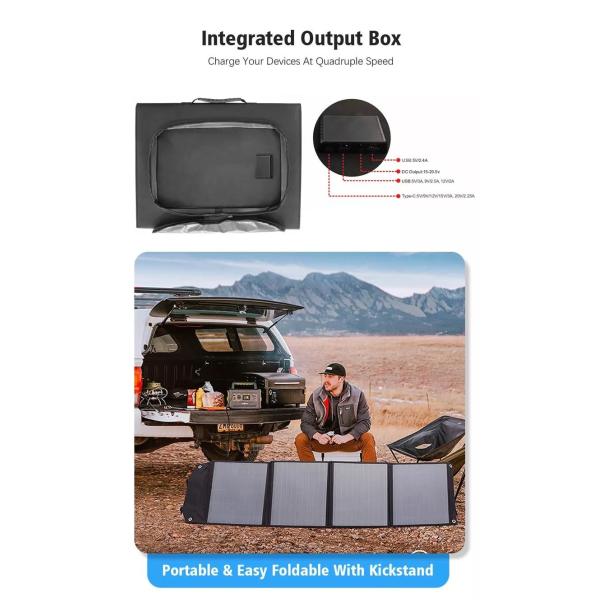 120WSolar Portable Foldable Solar Charger For Outdoor Camping
