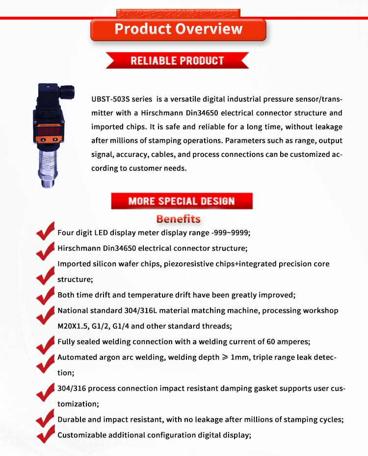 UBST-503S Customized Support OEM Pressure Sensor UNIVO for Versatile Digital Display