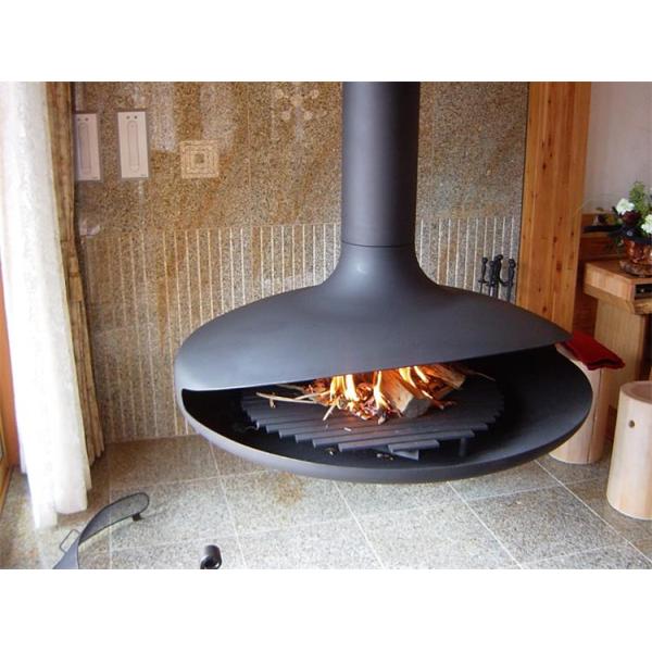 Hotel Indoor Suspended Heating Steel Stove Hanging Rotating Wood Fireplace
