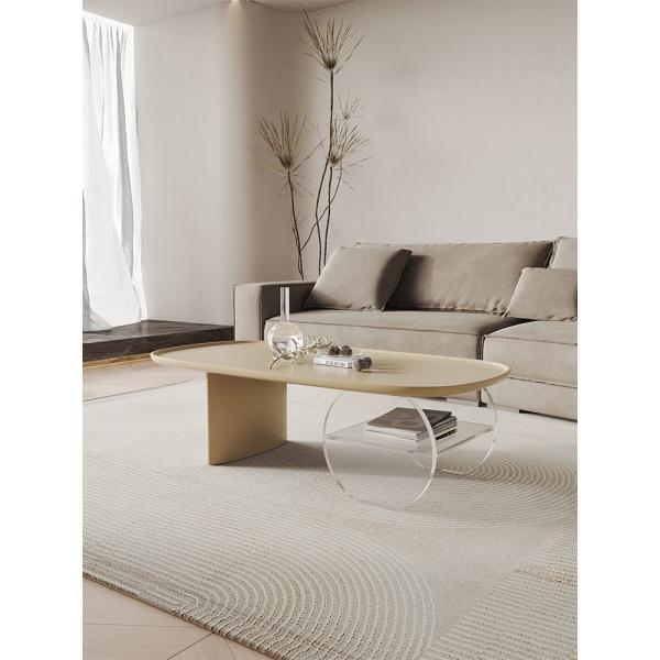 Acrylic High Density Board Living Room Coffee Table Oval Shape Modern