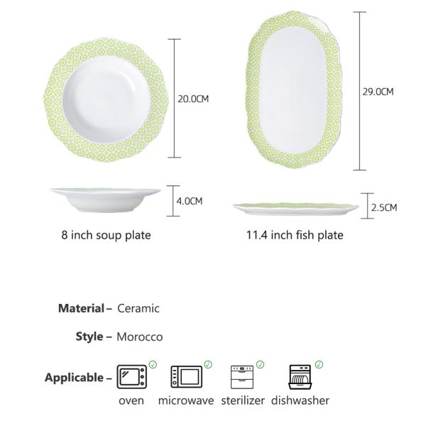 Technique Under Glazed Ceramic Moroccan Dinnerware Set For Exquisite Table Setting
