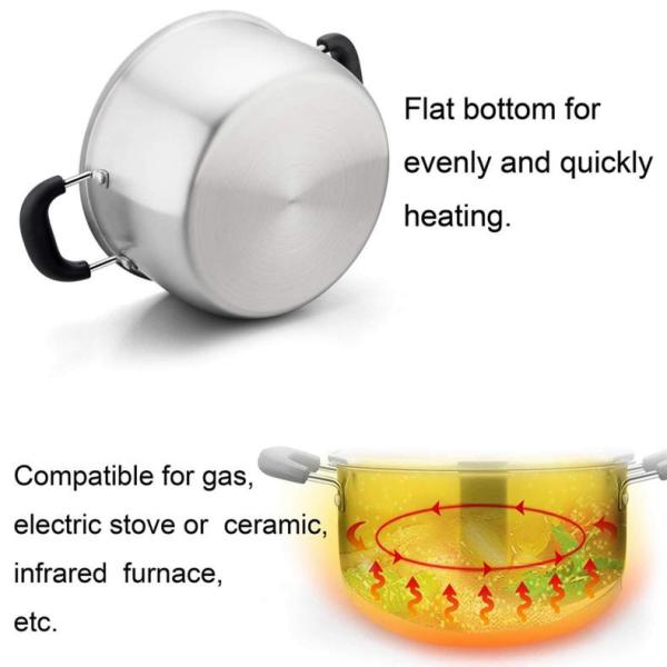 Multi-function Silver Kitchen Cookware Cooking Pot Induction Stock Pot Stainless Steel Soup Pot With Bakelite Handle