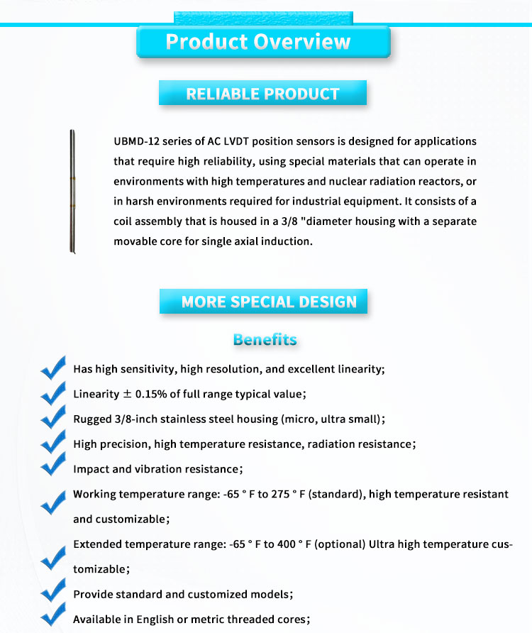UNIVO UBMD-12 High precision LVDT linear displacement sensor test position sensor displacement measurement high sensitivity