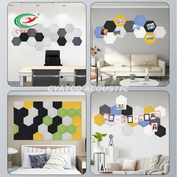 OEM Hexagon Acoustic Panels White Art Decor Sound Proof Padding Wall Tiles Odorless
