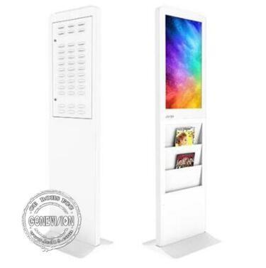 Quality Indoor Android Kiosk Digital Signage LCD Monitor Advertising 22 Inches With Newspaper Shelf for sale