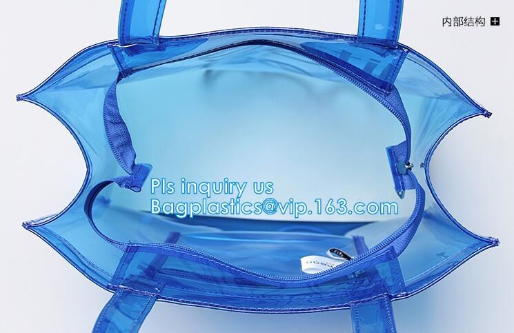 handle colorfull bag pvc zipper bag, Custom PVC Loop Handle Image Printed Plastic Shopping Bag, PVC handle plastic bags