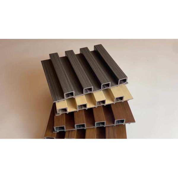 Crack Resistance Grille Cladding Wpc Fluted Wall Panels Wood Grain 177*21.5mm