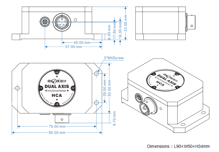 HCA528T Biaxis MEMS Inclination Sensor High Precision RION angle tilt sensor
