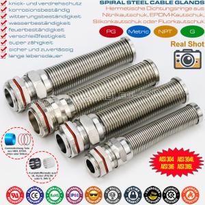 IP68 Liquid Tight Metal (Brass) Strain Relief Cable Glands with Spiral Flex Protector