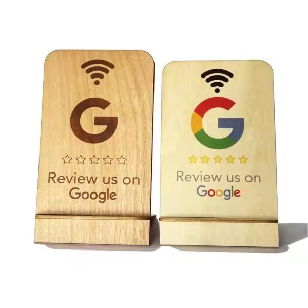 Quality Google Review NFC Wood Stand Display Business Reviews Smart NFC Wooden Stand for Restaurant Wifi connection for sale
