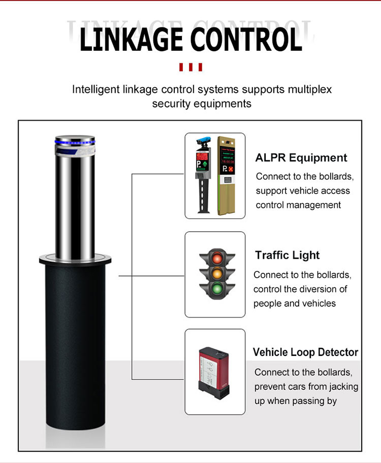 Automatic Electric Bollards Weatherproof Retractable Security Bollard with Remote Control Function