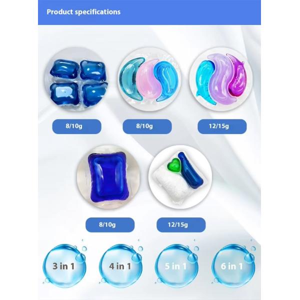 Eco-Friendly Water Soluble Laundry Detergent Pods for Apparel Gel-Shaped Washing Capsules