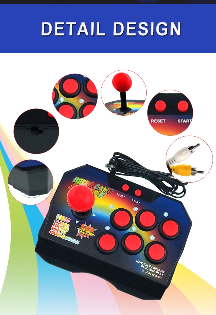 16 Bit Built-in 145 Arcade Game Retro Joystick Video Game Consoles Pocket ABS Console Players Stick Controller Console AV