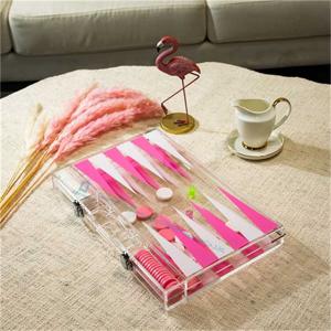 Pink Backgammon Pieces Checkers Custom Lucite Acrylic Backgammon Set