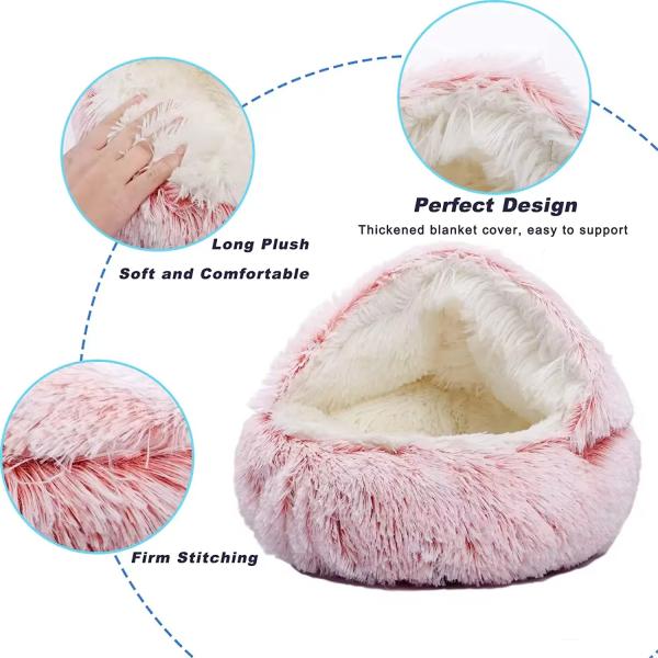 Semi Closed Fluffy Pet Beds Comfortable Soft Fluffy Cat Bed Easy To Clean