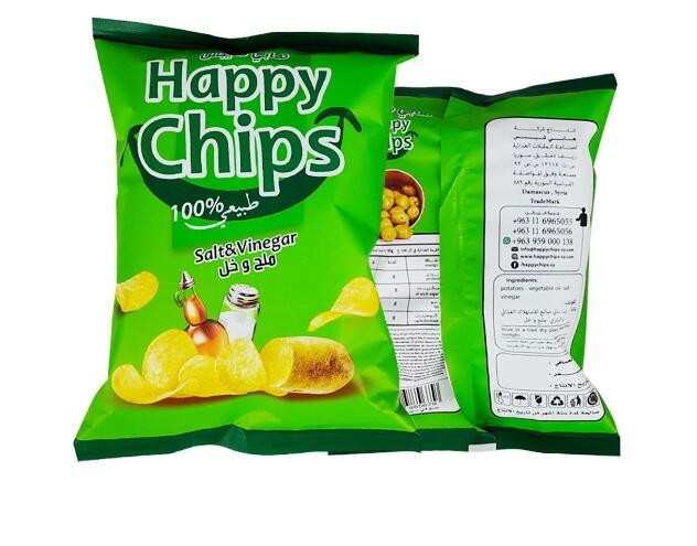 Custom Food Popcorn Potato Chips 3 side seal flat pouch pouch for Snack